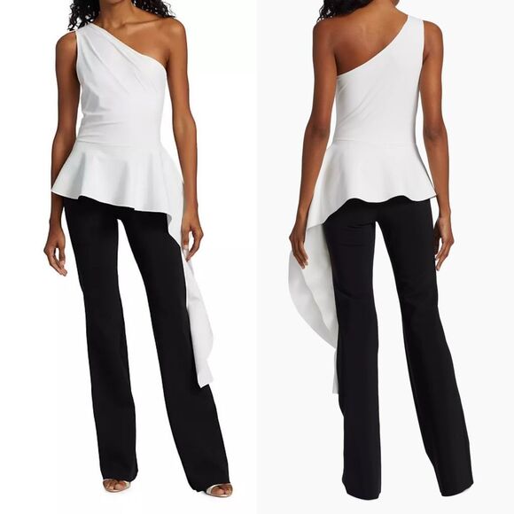 NWT Chiara Boni La Petite Robe Kinsco Colorblocked One-Shoulder Jumpsuit US 8 $7